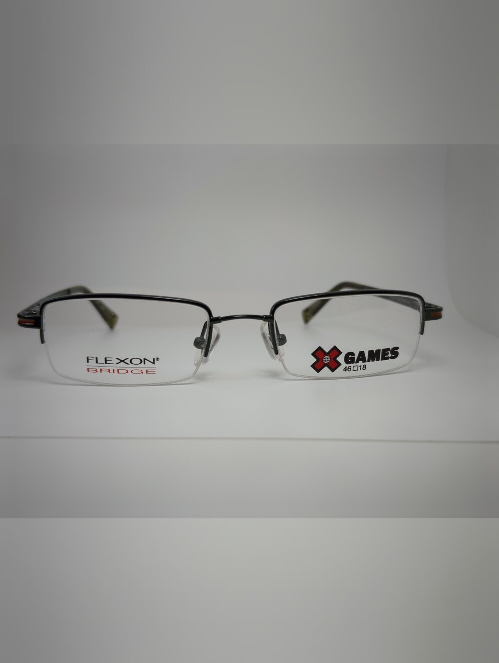 Flexon X Games Youth. Semi-Rimless Eyeglass Frames in Black Green Cyclops